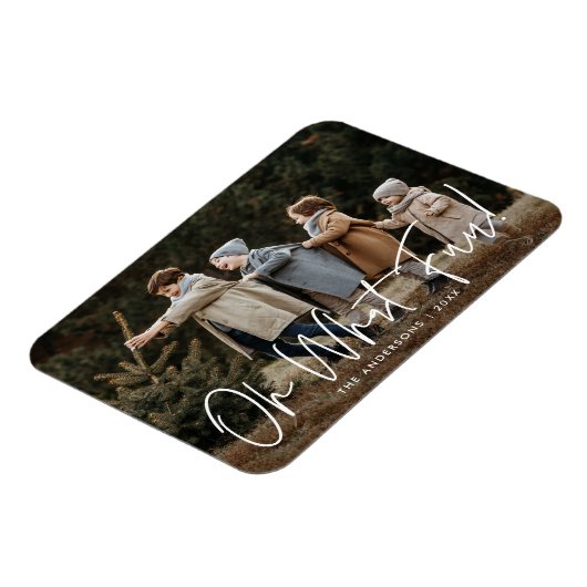 Modern Oh What Fun Script Vakantie Foto Magneet (Linkerzijde)