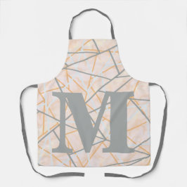 Modern Oker grijs geometrische lijnen monogram Schort