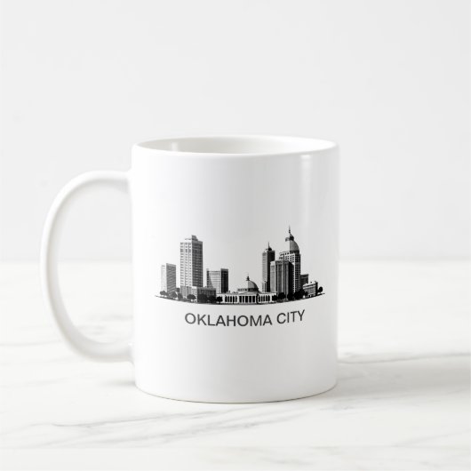 Modern Oklahoma City gestileerde skyline Koffiemok (Links)