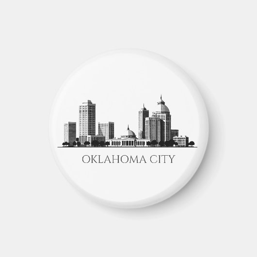 Modern Oklahoma City gestileerde skyline Magneet (Voorkant)