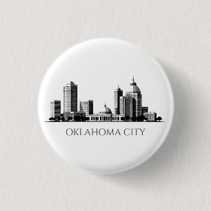 Modern Oklahoma City gestileerde skyline Ronde Button 3,2 Cm