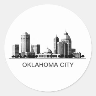 Modern Oklahoma City gestileerde skyline Ronde Sticker