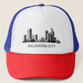 Modern Oklahoma City gestileerde skyline Trucker Pet (Voorkant)