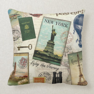 modern oldtimingreiscollage kussen