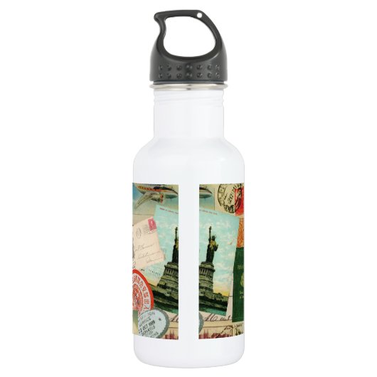 modern oldtimingreiscollage waterfles  (Achterkant)