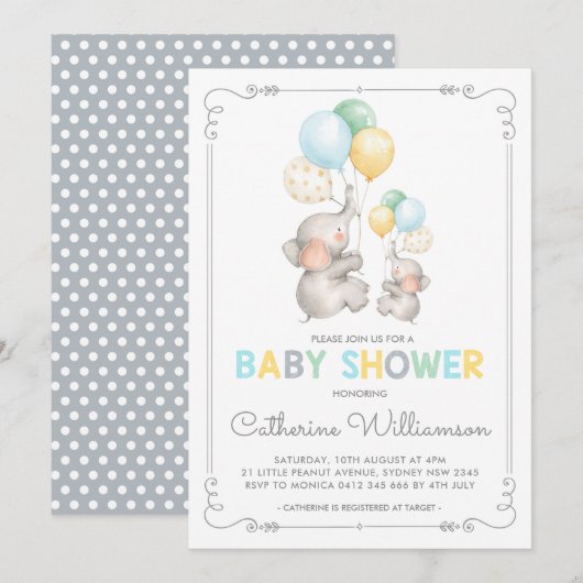 Modern Olifant Baby shower Minimalistisch Oerwoud  Kaart (Voorkant / Achterkant)