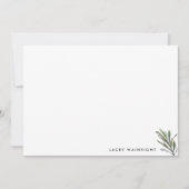 Modern Olijfgroen blad Gepersonaliseerd briefpapie Notitiekaartje (Voorkant)