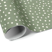 Modern Olijfgroen en wit Kleine Polka Dot Cadeaupapier (Rol Hoek)