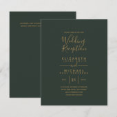 Modern Olijfgroen Goud Budget Huwelijksreceptie Kaart (Voorkant / Achterkant)