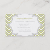 Modern olijfgroen, grijs chevron monogram visitekaartje (Achterkant)
