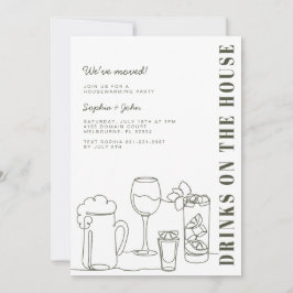 Modern Olijfgroen Housewarming Party Kaart