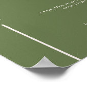 Modern Olijfgroen Huwelijksbarbord Poster (Hoek)