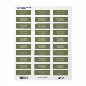 Modern Olijfgroene Script Vakantie Retouradres Etiket (Full Sheet)
