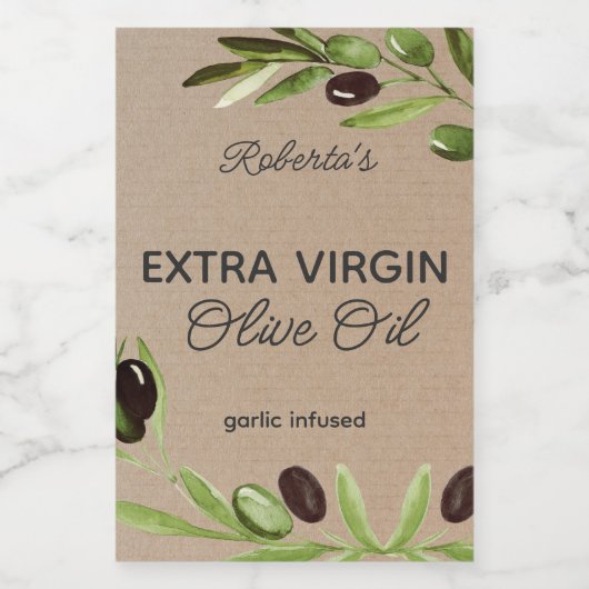 Modern Olijfolie Fles Eten Label Olijven Wijn Etiket (Enkel label)