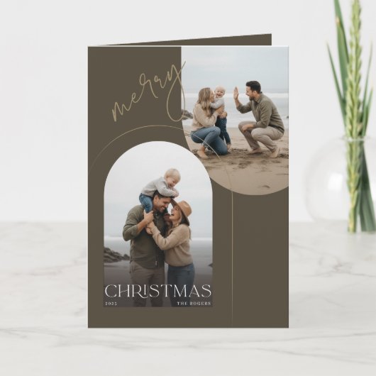 Modern Olive 3 Beach Photo Christms Folded Feestdagen Kaart (Voorkant)