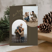 Modern Olive 3 Beach Photo Christms Folded Feestdagen Kaart