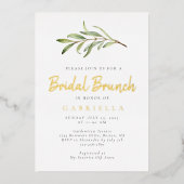 Modern Olive Branch Bridal Brunch Gold Folie Uitnodiging (Voorkant)