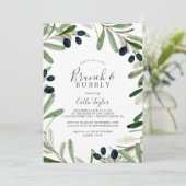 Modern Olive Branch Brunch & Bubble Vrijgezellenfe Kaart (Staand voorkant)