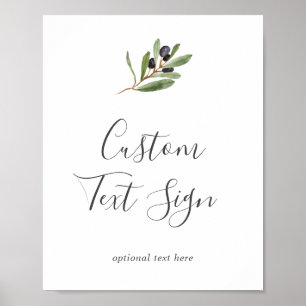 Modern Olive Branch Cards & Gifts Custom Text Sign Poster