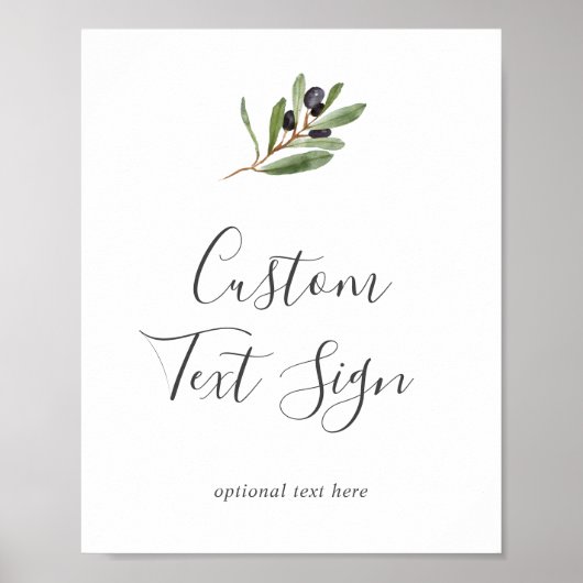 Modern Olive Branch Cards & Gifts Custom Text Sign Poster (Voorkant)