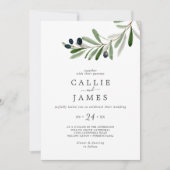 Modern Olive Branch Casual Wedding Kaart (Voorkant)