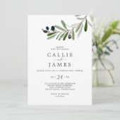 Modern Olive Branch Casual Wedding Kaart (Staand voorkant)