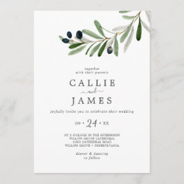 Modern Olive Branch Casual Wedding Kaart