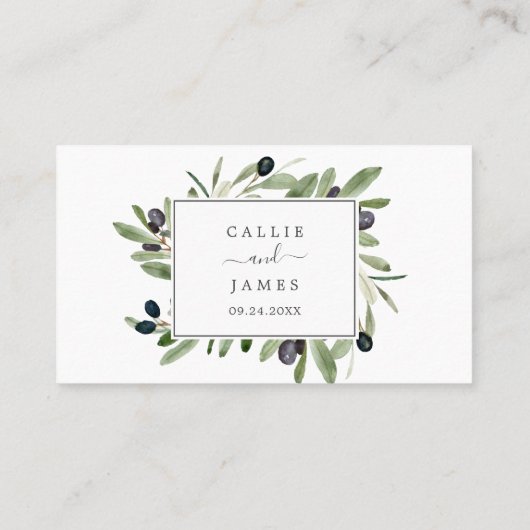 Modern Olive Branch Flat Wedding Plaatskaartje (Achterkant)