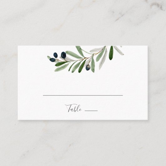 Modern Olive Branch Flat Wedding Plaatskaartje (Voorkant)