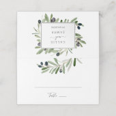 Modern Olive Branch Folded Wedding Place Card Plaatskaartje (Buitenkant ongevouwen)