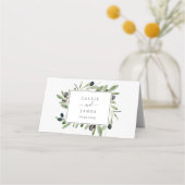 Modern Olive Branch Folded Wedding Place Card Plaatskaartje (Achterkant)