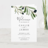 Modern Olive Branch Folded Wedding Programma (Voorkant)
