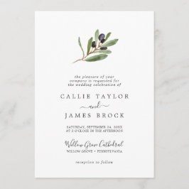 Modern Olive Branch Formal Wedding Kaart