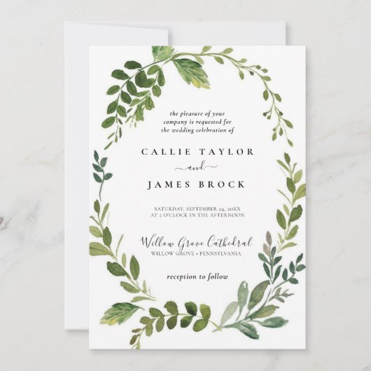 Modern Olive Branch Formal Wedding Kaart (Voorkant)