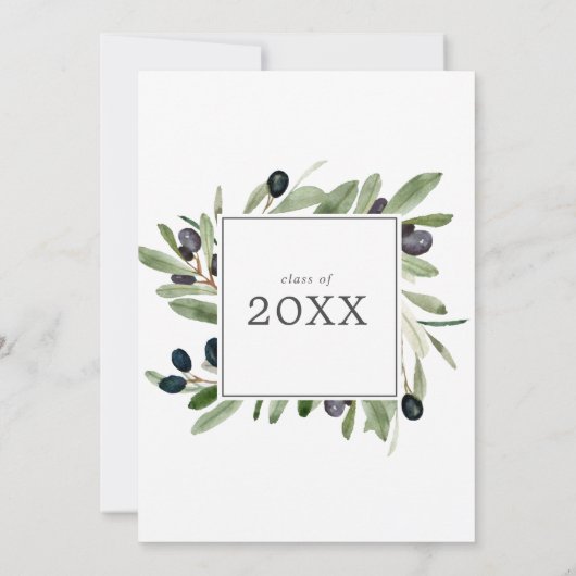 Modern Olive Branch Graduy Party Kaart (Achterkant)