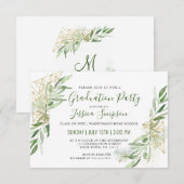 Modern Olive Branch Greenery Graduation Party Kaart (Voorkant / Achterkant)