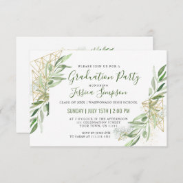 Modern Olive Branch Greenery Graduation Party Kaart