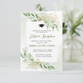 Modern Olive Branch Greenery Photo Afstuderen Kaart (Staand voorkant)