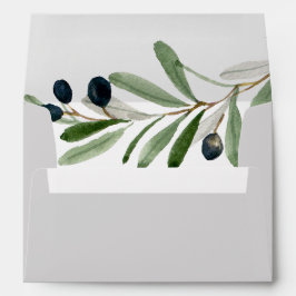 Modern Olive Branch | Grijze uitnodiging tot wedde Envelop