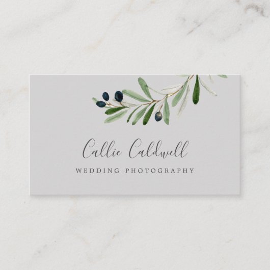 Modern Olive Branch | Grijze Visitekaartje (Voorkant)