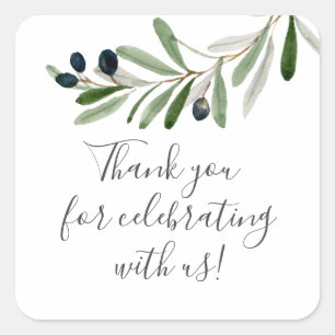 Modern Olive Branch Hartelijk dank Vierkante Sticker