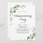 Modern Olive Branch Housewarming Party Uitnodiging (Voorkant / Achterkant)