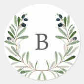Modern Olive Branch Monogram Wedding Envelope Seal Ronde Sticker (Voorkant)