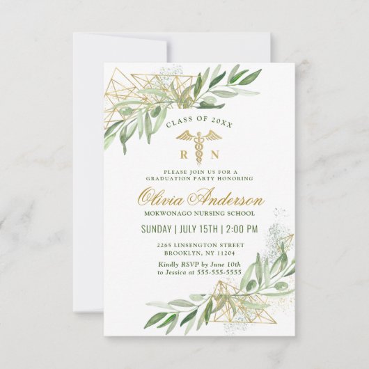 Modern Olive Branch Nursing School Afstuderen Kaart (Voorkant)