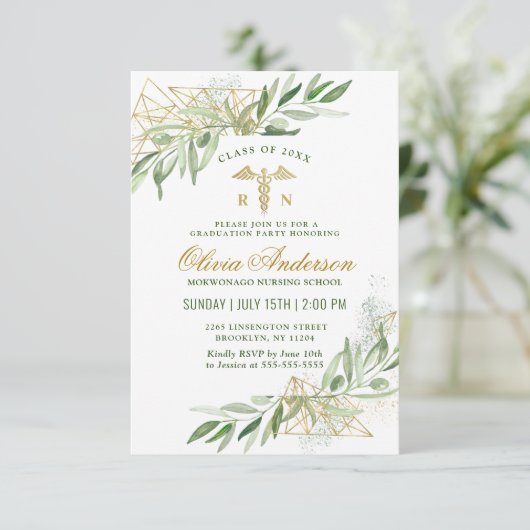 Modern Olive Branch Nursing School Afstuderen Kaart (Staand voorkant)