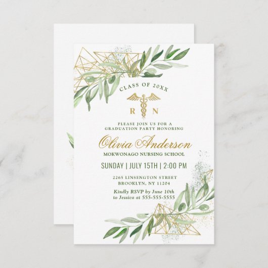 Modern Olive Branch Nursing School Afstuderen Kaart (Voorkant / Achterkant)