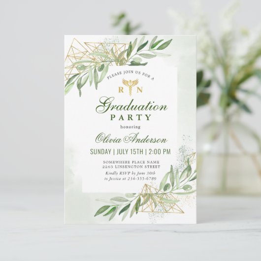Modern Olive Branch Nursing School Afstuderen Kaart (Staand voorkant)