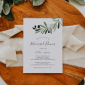 Modern Olive Branch Rehearsal Dinner Kaart