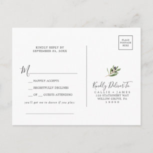 Modern Olive Branch Song Request RSVP Briefkaart