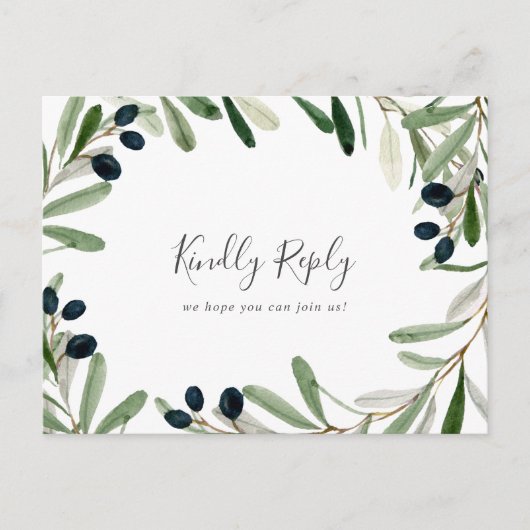 Modern Olive Branch Song Request RSVP Briefkaart (Voorkant)